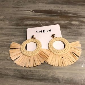Straw earrings. Never worn